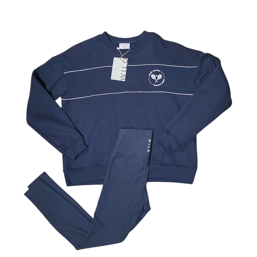 Wilo The Label Navy Blue Sweatshirt and Leggings Set Size XS NWT